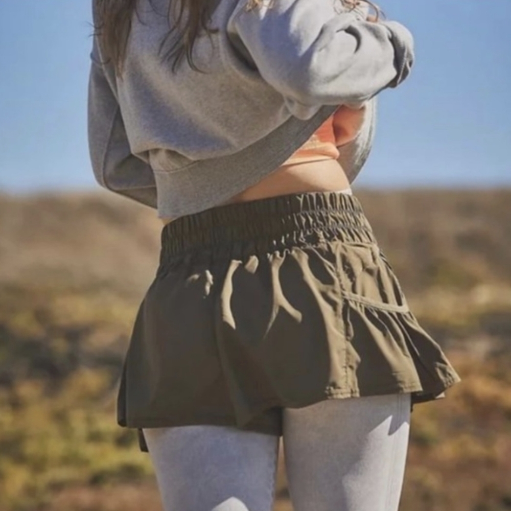 Free People Olive Green Athletic Skort